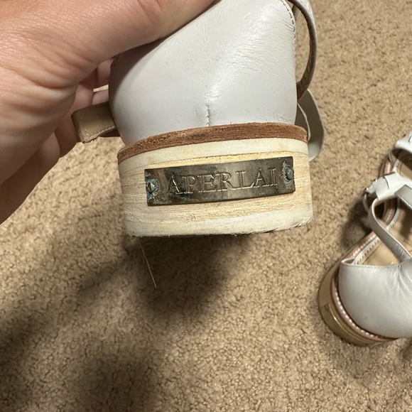 Aperlai Loula White Leather Studded Sandals - Picture 2 of 8